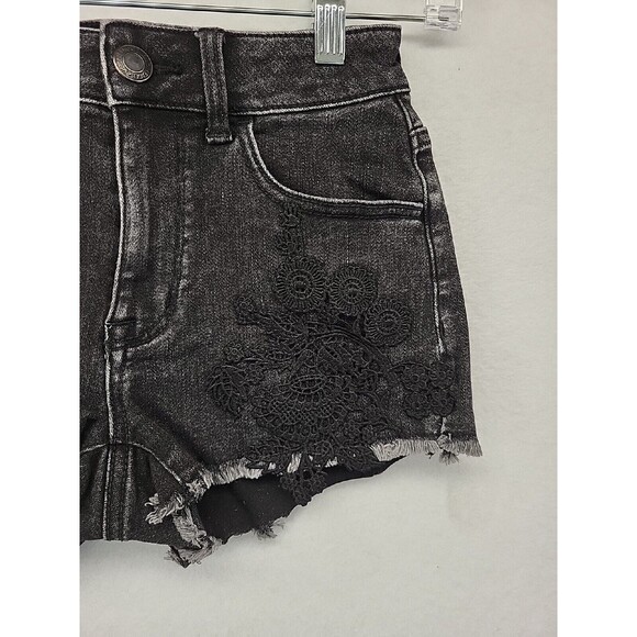American Eagle Outfitters Womens Shorts Black 0 Denim Hi Rise Shortie Cut Offs - Picture 8 of 11